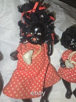Vintage Black Porcelain Dolls. Moveable Arms Legs & Head