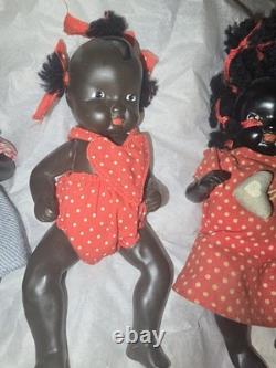 Vintage Black Porcelain Dolls. Moveable Arms Legs & Head