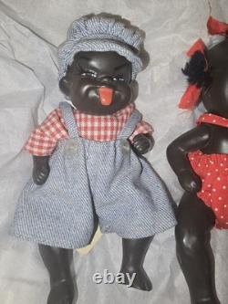 Vintage Black Porcelain Dolls. Moveable Arms Legs & Head