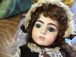 Vintage Bru Jne 13 Doll 25 Brown MoHair Blue Eyes Dimple Chin Reproduction