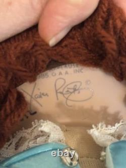 Vintage Cabbage Patch Kids Porcelain Doll red brown braid hair blue dress 1985