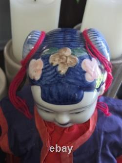 Vintage Chinese Hand Painted Traditional Doll withPorcelain Head, 24