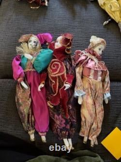 Vintage Clown Jester Pierrot Doll Mask Collection Lot Porcelain Musical 40+ Pcs