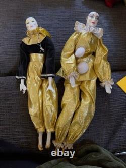 Vintage Clown Jester Pierrot Doll Mask Collection Lot Porcelain Musical 40+ Pcs