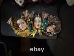 Vintage Clown Jester Pierrot Doll Mask Collection Lot Porcelain Musical 40+ Pcs