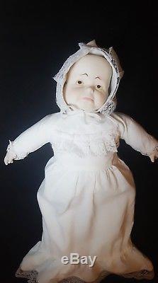 Vintage Collectible 3 Face Happy/Sleepy/Cry Rotating Bisque Porcelain Doll