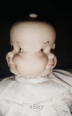 Vintage Collectible 3 Face Happy/Sleepy/Cry Rotating Bisque Porcelain Doll