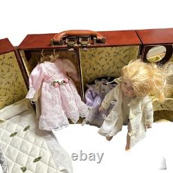Vintage Cracker Barrel Porcelain Doll Murphy Bed Victorian Carrying Case Trunk