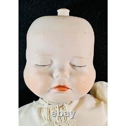 Vintage Creepy 3 Faces of Eve Baby Doll 20 Porcelain Face Hands Feet Cloth Body