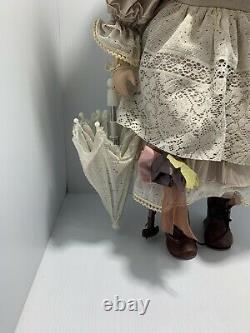 Vintage DOLL With Umbrella 27 TALL ONE OF A KIND Porcelain