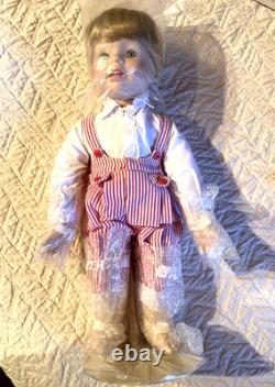 Vintage Danbury Mint Porcelain boy doll Piggyback Ride