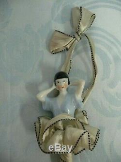 Vintage Deco Porcelain Half Doll Feather Duster