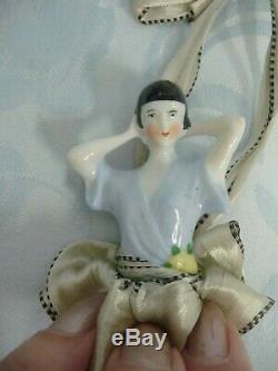 Vintage Deco Porcelain Half Doll Feather Duster