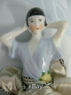Vintage Deco Porcelain Half Doll Feather Duster