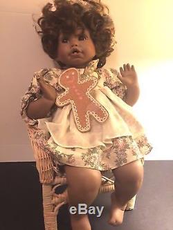 Vintage Designer African American Porcelain Collectible Baby Doll COA