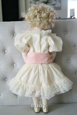 Vintage Dianna Effner Collectible Porcelain Doll with Ruffle Lace Dress 21 Tall