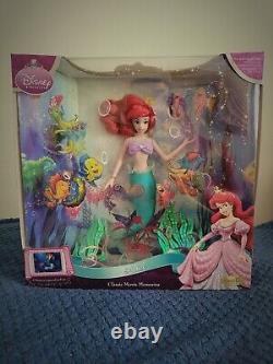 Vintage Disney Little Mermaid Ariel Movie Memories Porcelain Brass Key Doll NIB