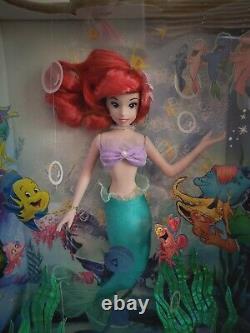 Vintage Disney Little Mermaid Ariel Movie Memories Porcelain Brass Key Doll NIB