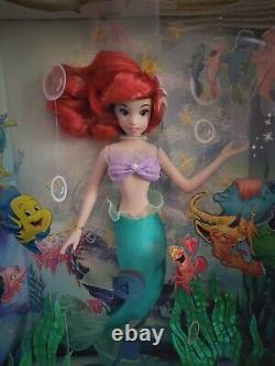 Vintage Disney Little Mermaid Ariel Movie Memories Porcelain Brass Key Doll NIB