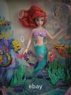 Vintage Disney Little Mermaid Ariel Movie Memories Porcelain Brass Key Doll NIB