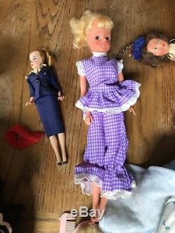 Vintage Doll Collection (x10), Plus Basket, Bag, Comb and Brush