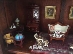 Vintage Doll House Furniture Over 100 Pcs. Metal, Wood, Fabric, Porcelain