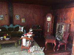 Vintage Doll House Furniture Over 100 Pcs. Metal, Wood, Fabric, Porcelain