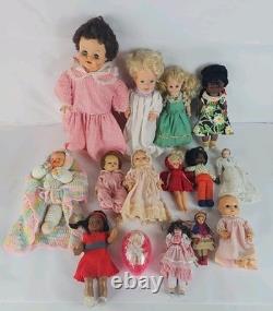 Vintage Doll Lot 15pc Vinyl Baby Porcelain Bisque Folk Fashion Dolls 1950s 90s