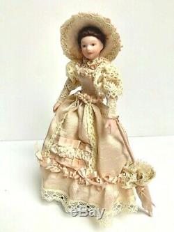 Vintage Dollhouse Miniature Lady Victorian Handcrafted Porcelain Doll 112 Ooak