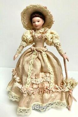 Vintage Dollhouse Miniature Lady Victorian Handcrafted Porcelain Doll 112 Ooak