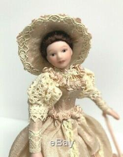 Vintage Dollhouse Miniature Lady Victorian Handcrafted Porcelain Doll 112 Ooak