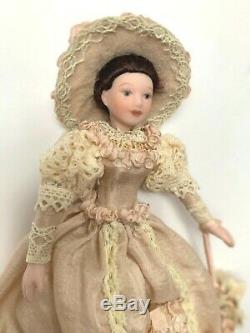 Vintage Dollhouse Miniature Lady Victorian Handcrafted Porcelain Doll 112 Ooak