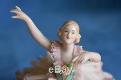 Vintage Dresden Lace Blonde Ballerina Dancer Figure Germany Half Doll Related