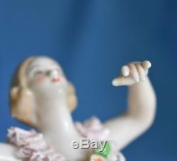 Vintage Dresden Lace Blonde Ballerina Dancer Figure Germany Half Doll Related