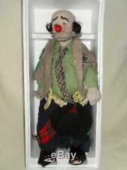 Vintage Dynasty 1976 Hobo Clown Emmett Kelly 22 Porcelain/cloth 15 Bench Doll