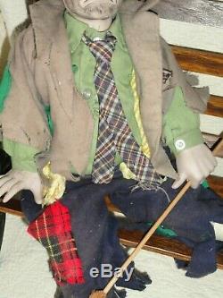 Vintage Dynasty 1976 Hobo Clown Emmett Kelly 22 Porcelain/cloth 15 Bench Doll