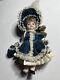 Vintage Dynasty Doll Collection Porcelain Blue Velvet With Purse Antique Pretty