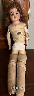 Vintage Early 1900's Darling Doll Leather Bisque Porcelain & Cloth 25 Jointed