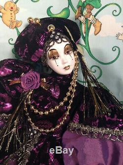 Vintage Early 1990's Mardi Gras New Orleans Purple Royal Jester Porcelain Doll