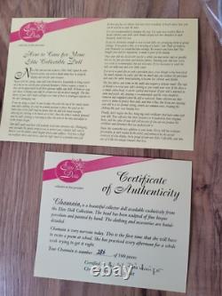 Vintage Elite Dolls Collection Porcelain Chamain 24 Doll WithStand & Certificate