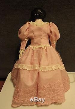 Vintage Emma Clear China Head Doll 16 Beautiful Pink Dress & Stand