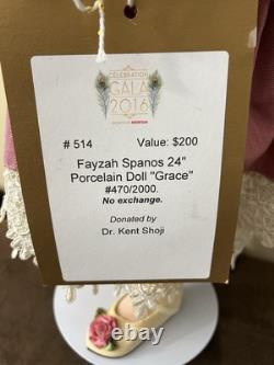 Vintage FAYZAH SPANOS Porcelain Doll GRACE LE 470/2000, 1993, 24 in