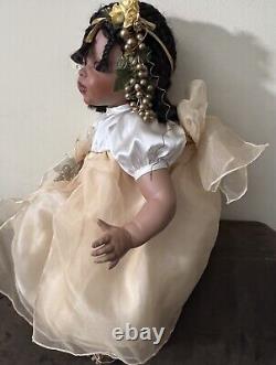 Vintage Fayzan Spanos Sitting Porcelain Doll LE #654/2000, 27 in, 1994