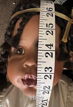 Vintage Fayzan Spanos Sitting Porcelain Doll LE #654/2000, 27 in, 1994