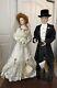 Vintage Franklin Heirloom Porcelain Dolls Bride & Groom 22 Withboxes And Stands