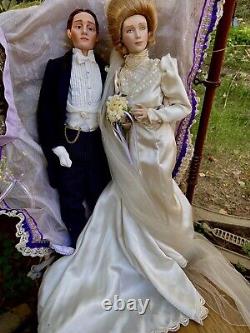 Vintage Franklin Mint Heirloom Gibson Era GROOM And BRIDE 23 Porcelain