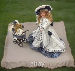 Vintage Full Porcelain DollKaitlyn &TeddyBy Janis Berard, 21 in