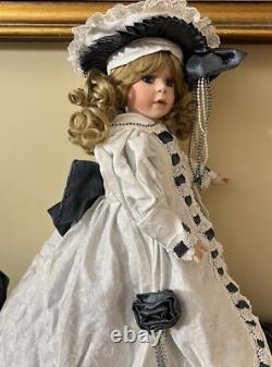 Vintage Full Porcelain DollKaitlyn &TeddyBy Janis Berard, 21 in