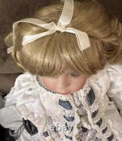 Vintage Full Porcelain DollKaitlyn &TeddyBy Janis Berard, 21 in