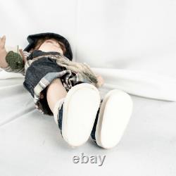 Vintage GEPPEDDO Porcelain Fishing White Boy Blue Eyes Doll Size 17L x 9W